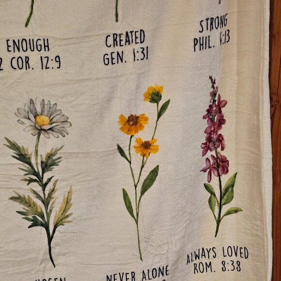 Soft Plush Floral Christian Blanket - You Are Enough - Picture 5 of 15